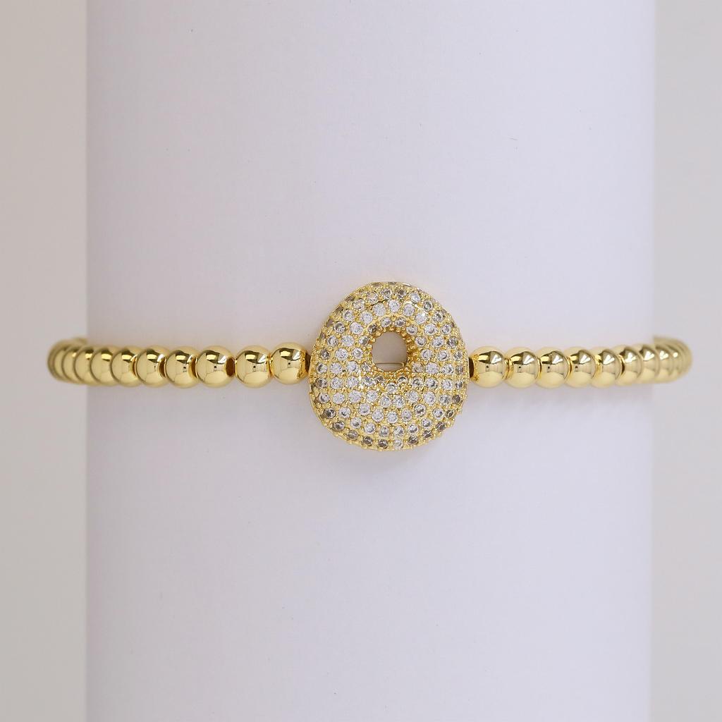 Trendy Hot Sale Hip Hop 18k Gold Plated 26 English Zircon Letters Bracelet Fashion Copper Beading Bracelet Women's Gift Jewelry