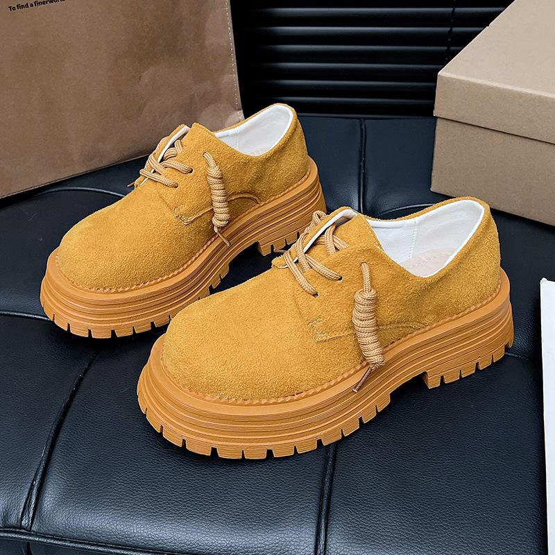 Mocassini donna 2025 nuovi mocassini estivi con plateau scarpe in pelle traspiranti retrò stile britannico derby scarpe singole rialzanti