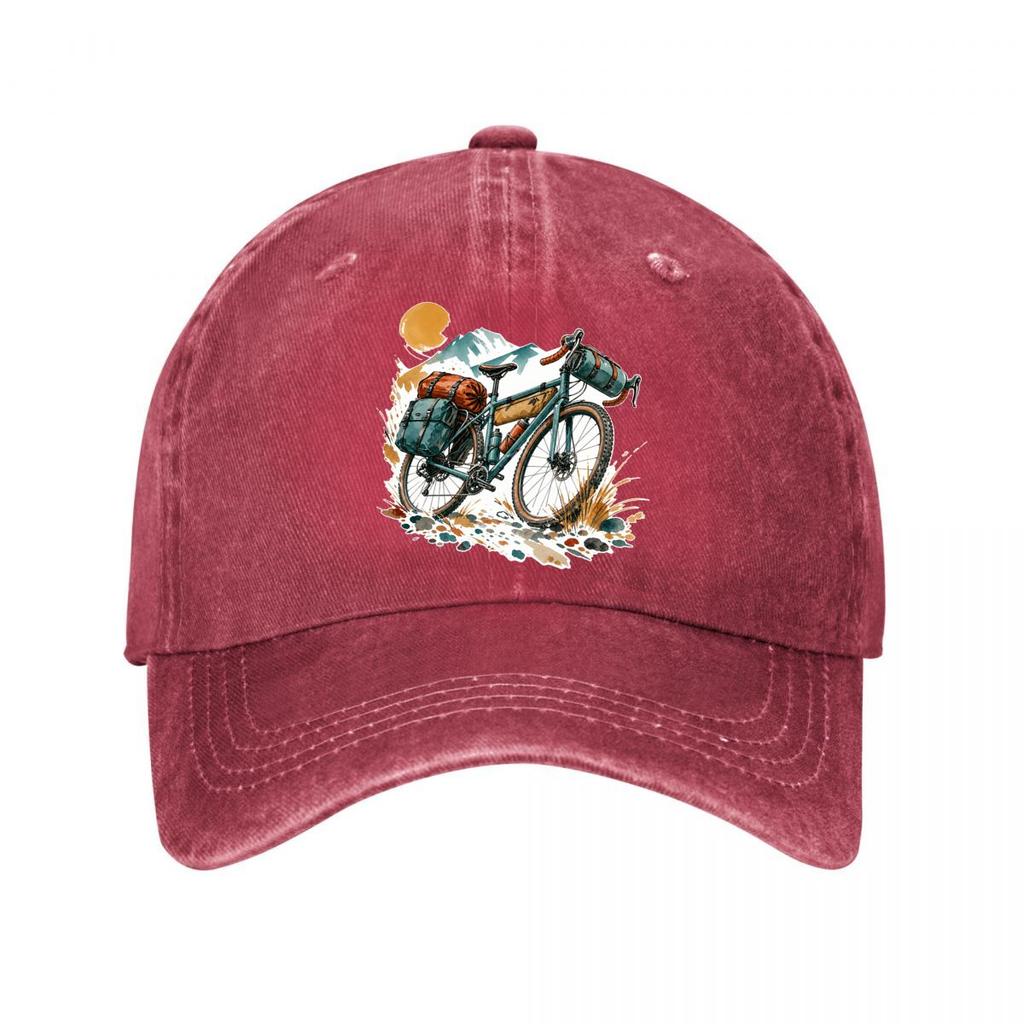 Wild Trail Bike Escape Illustration New Vintage Washed Cotton Baseball Cap Sun Hats