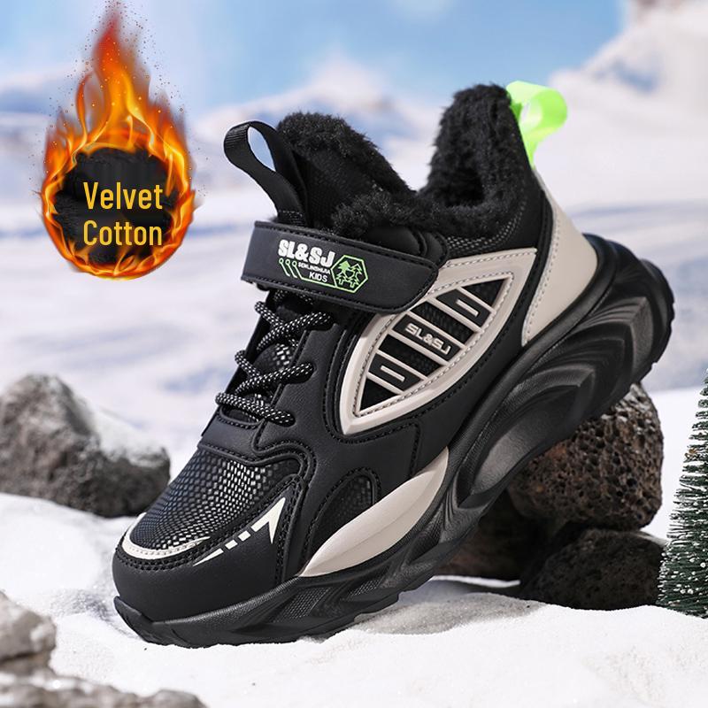 Boys' Winter 2025 Fleece-Lined Cotton Sports Shoes