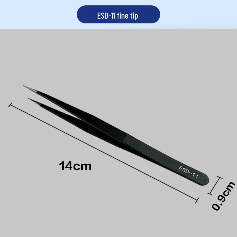 Anti-Static Stainless Steel Precision Tweezers, Curved Tip for Electronics, Eyelash Extensions, Manicure, Bird's Nest Picking, and Hair Removal.