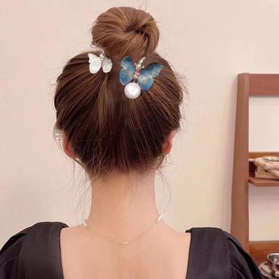Pince à Chignon Papillon Brodé de Luxe – Accessoire Haut de Gamme Rétro pour Chignon Haut