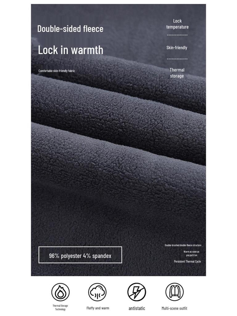 Men's Double-Sided Fleece Thick Warm Stand Collar Jacket - Anti-Static, Cold Protection, Temperature Locking Cardigan Hoodie