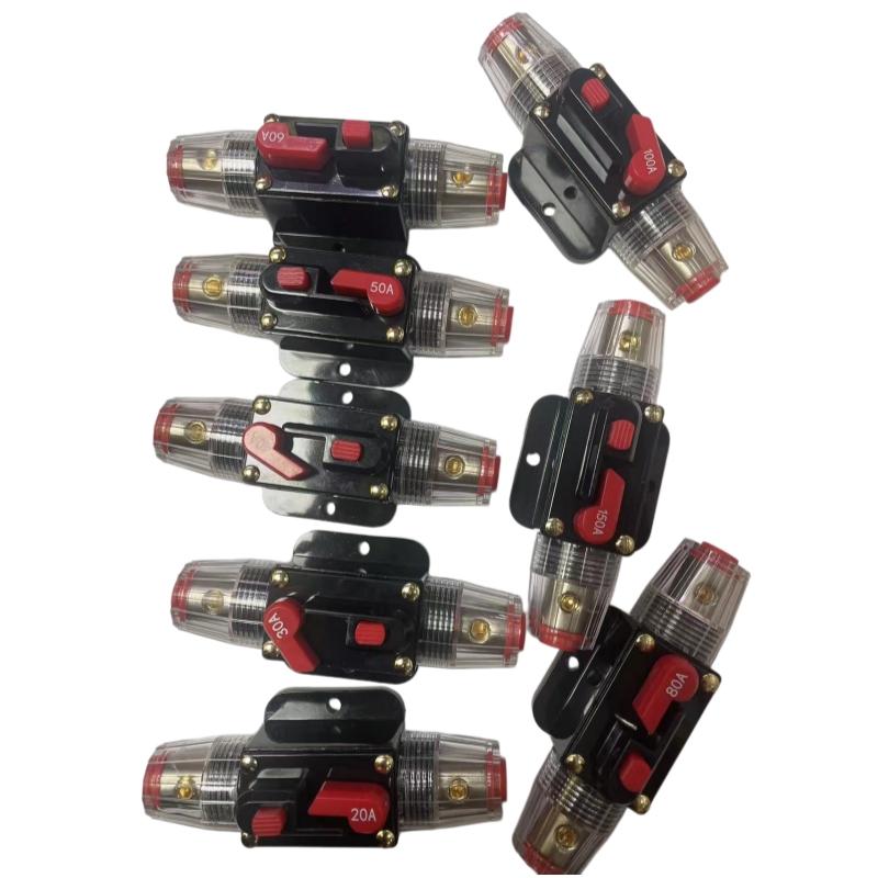 Automotive Marine Manual Reset Circuit Breaker 20-150A Waterproof Inline Fuse Holder for DC12V 24V Power Protection