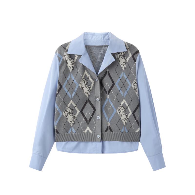 Peacebird Women's Knit Fake Two-Piece Cardigan