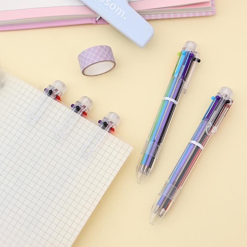 Ball Point Pen Marker Korea Creative Stationery Pen 6 Color in 1 Ballpoint Pen Color School Supplies Cute Office Accessories