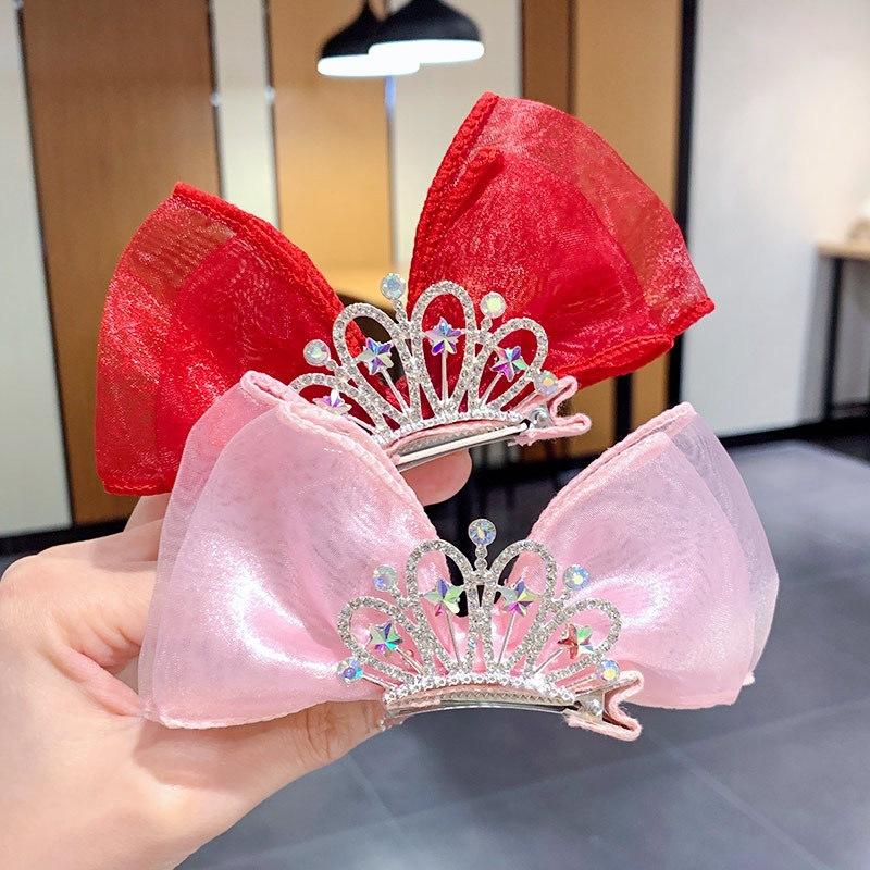 Girl Bow Hairpin Crown Hairpin Cute Three-Dimensional Mesh Hairpin