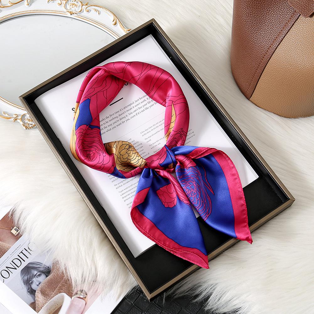 Camellia Flower Simple Silk Scarf Female Shanghai Story Thin Mom High-End Small Square Scarf Scarf