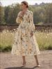 Vintage Casual V-Neck Floral Long Sleeve Women's Dress Maxi Dress Spring New Arrival