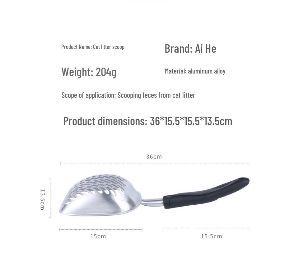 Aluminum Alloy Cat Litter Scoop with Hollow Design for Quick Cleaning