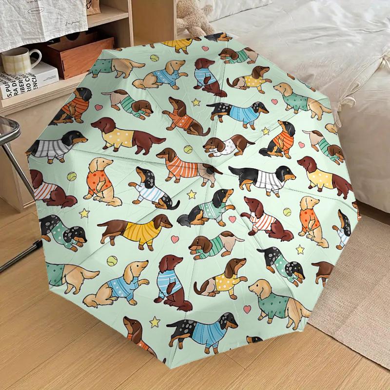 1PC Dachshund Pattern Umbrella-8-Rib Reinforced, Automatic Open, Lightweight & Durable, Cute Fashion Accessory for Outdoor-P70