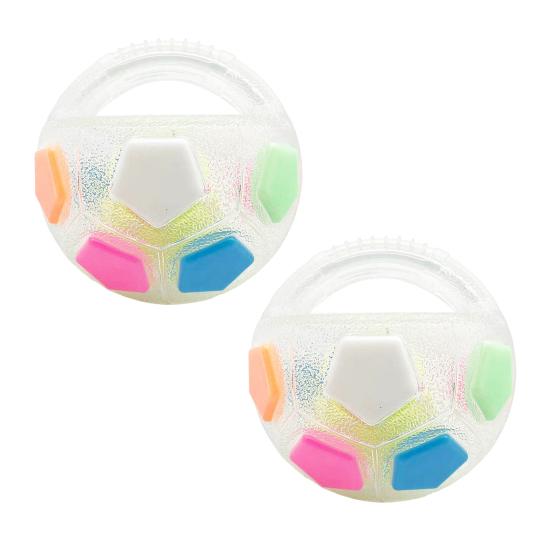2Pcs Dog Toy Ball Kettlebell Design Rubber Squeaky Ball with Handle Interactive