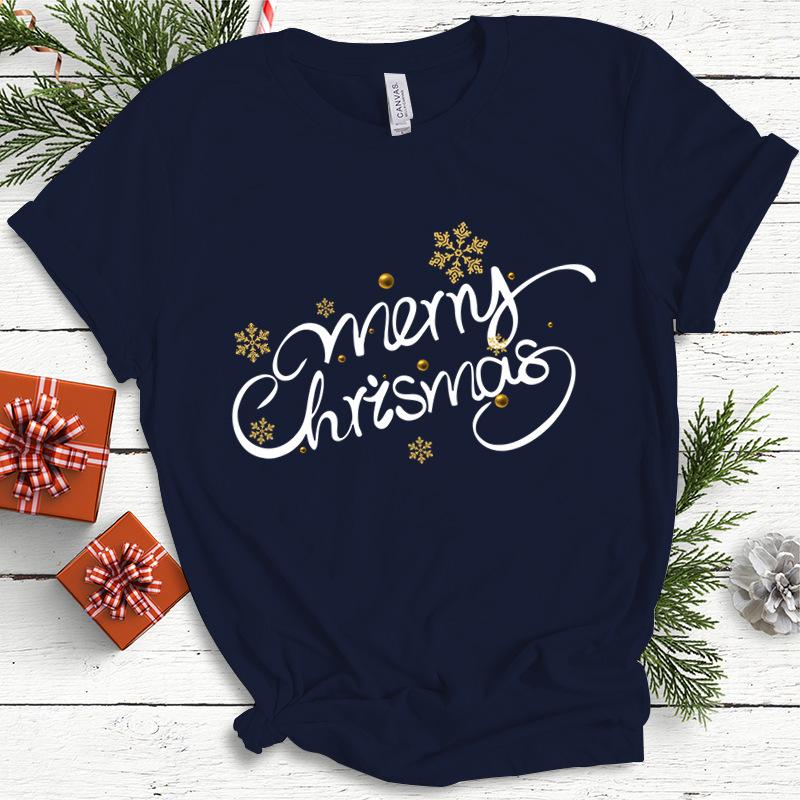 Baumwolle Damen Oberteil Weihnachten Kokette Schleife Bedruckt High Street Trendy Mode Pullover T-Shirts Damen