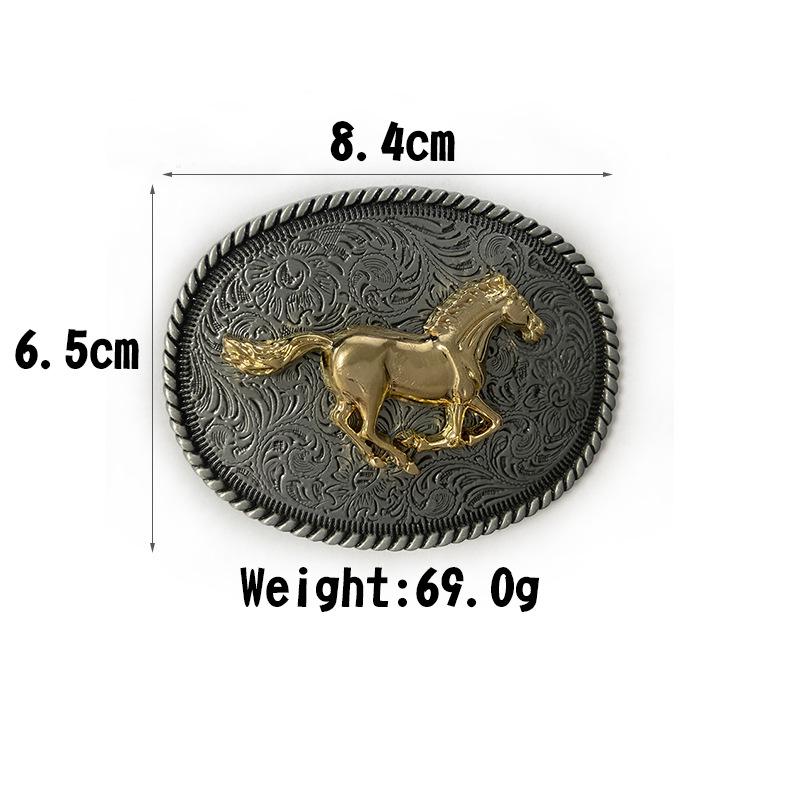 Higanbana Ethnic Style Oval Denim Belt Buckle - Unique Alloy Smooth Design