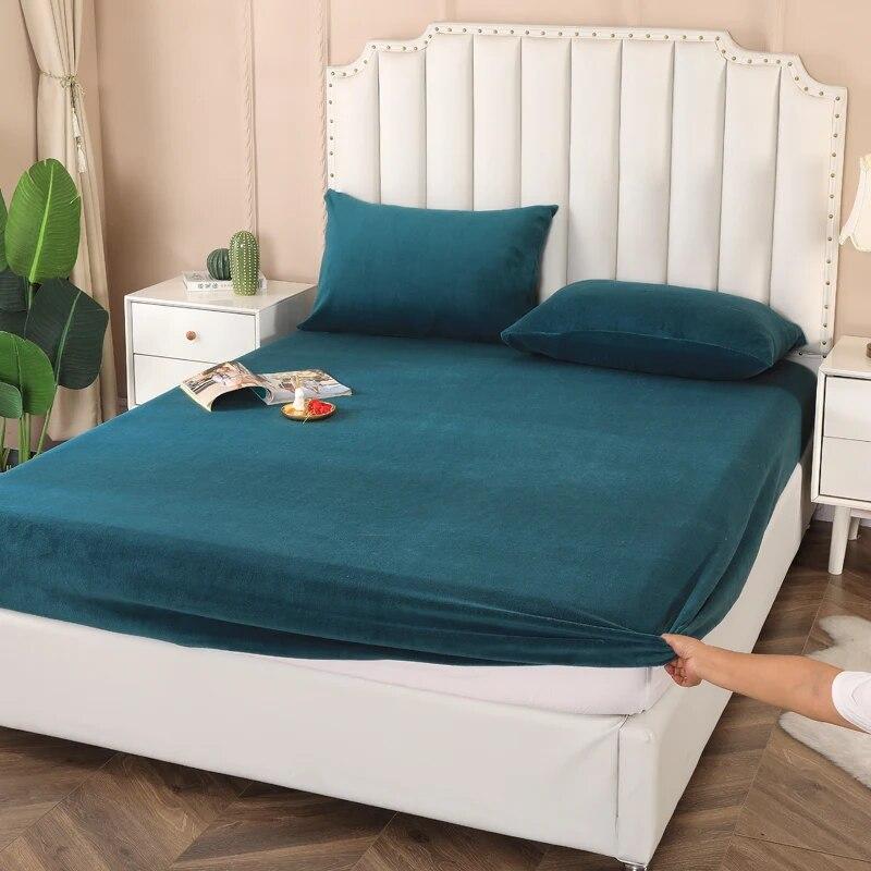 Milk Velvet Adjustable Fitted Sheet 135x190,Bed Sheet With Elastic Band,160x200,Solid Color,For Bedroom Winter