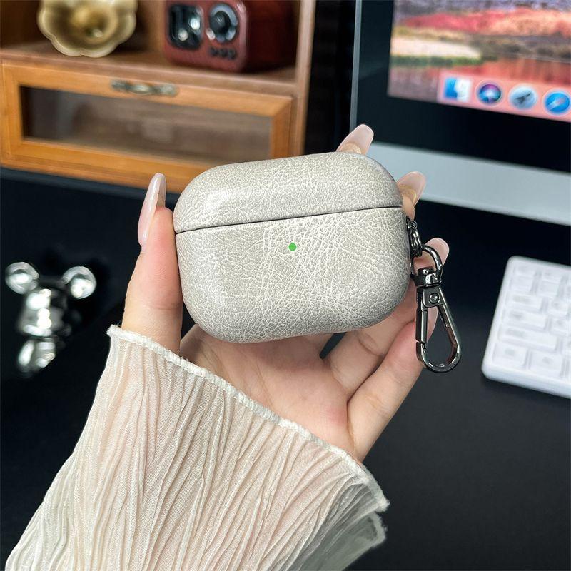 

Style Airpodspro Second Generation Drop-Resistant Box 1/2 Generation Apple Bluetooth Earbuds Case Airpods3 Generation Leather 5 Generation Hard Case Airpods pro Retro oil skin [white]]