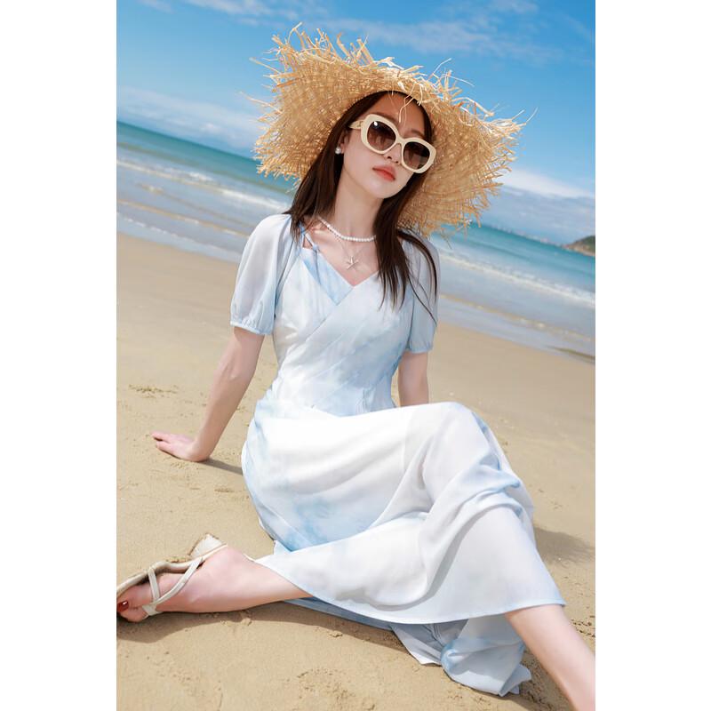 

Sancai Plus Size Gradient Blue A-Line Midi Dress 2XL 175/100B