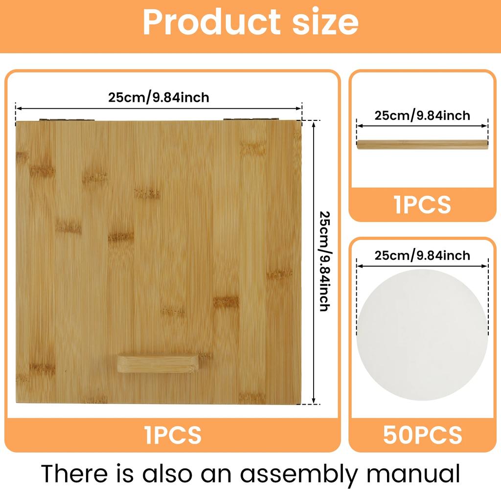 Bamboo Tortilla Presser 10 Inch Manual Square Tortilla Maker with Rolling Pin Rotatable Mexican Tortillera Dough Pressing Tool