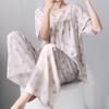 Cotton and silk pajamas women's summer 1011 new short-sleeved trousers can be worn outside the suit, sweet girl small fresh loungewear