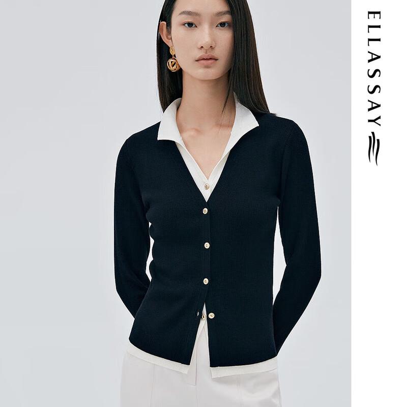 

ELLASSAY Кардиган из шерстяного трикотажа, имитирующий двойку XS