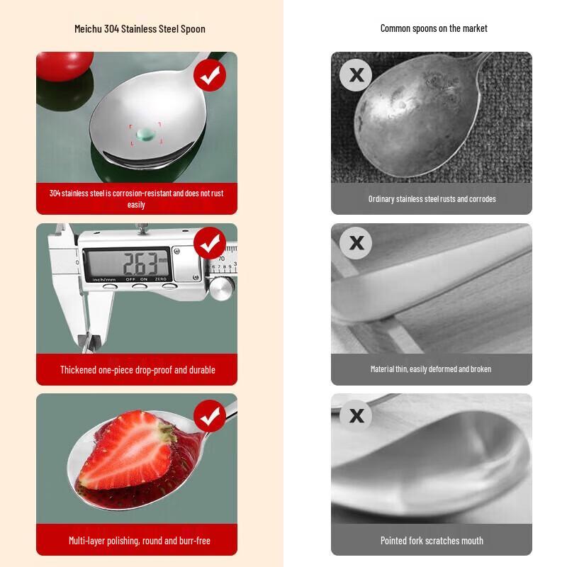 MAXCOOK 304 Stainless Steel Soup & Rice Spoon Set