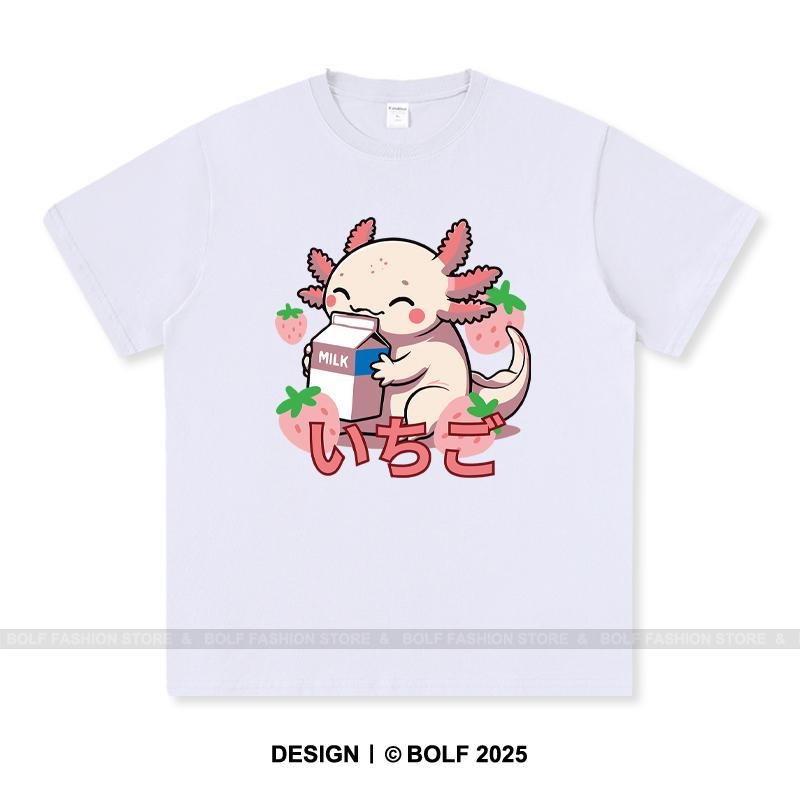 Japanese Kawaii Animal Printed T-Shirt 100% Cotton Oversized Cute Graphic Tees for Men Women Summer Tops Anime Streetwear
