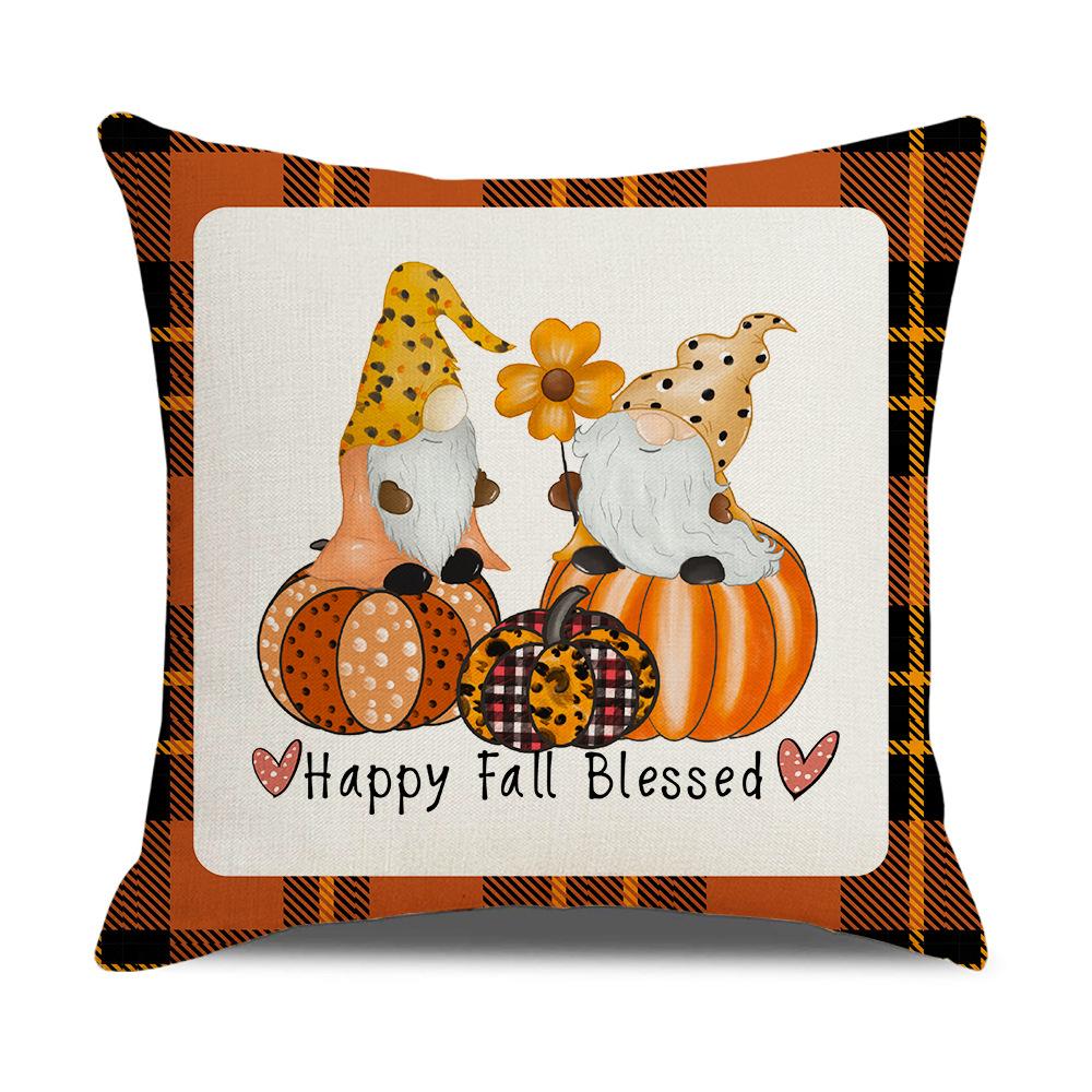 Autumn Harvest Pumpkin Print Pillow Cover Sofa Office Linen Cushion Cover Home Furnishings