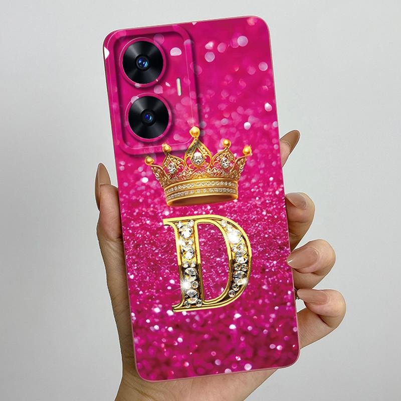 For Realme C55 RMX3710 Luxury Crown Letters Cover Soft Silicone Phone Case For Realme Narzo N55 C 55 RealmeC55 NarzoN55 Bumper