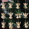 12Pcs Christmas Ornaments Vintage Wooden White Angel Pendant Merry Christmas  Year Pendant Gift Xmas Tree Decor Supplies