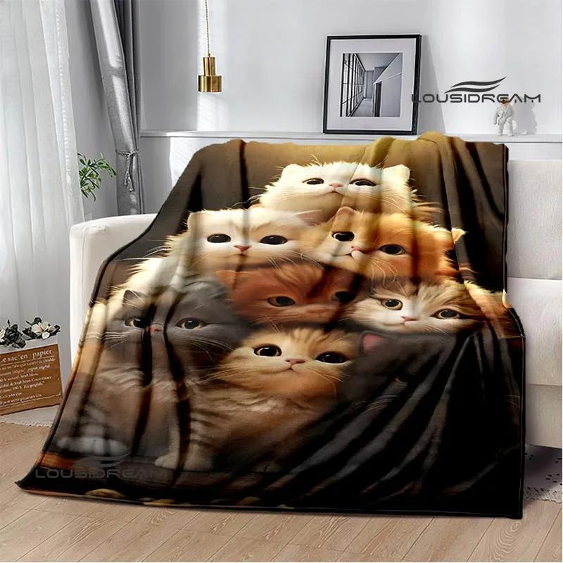 3D Cute Cat Printed Blanket Flannel Warm Blankets Soft and Comfortable Blanket Bed Linings Cubre Cama Birthday Gift