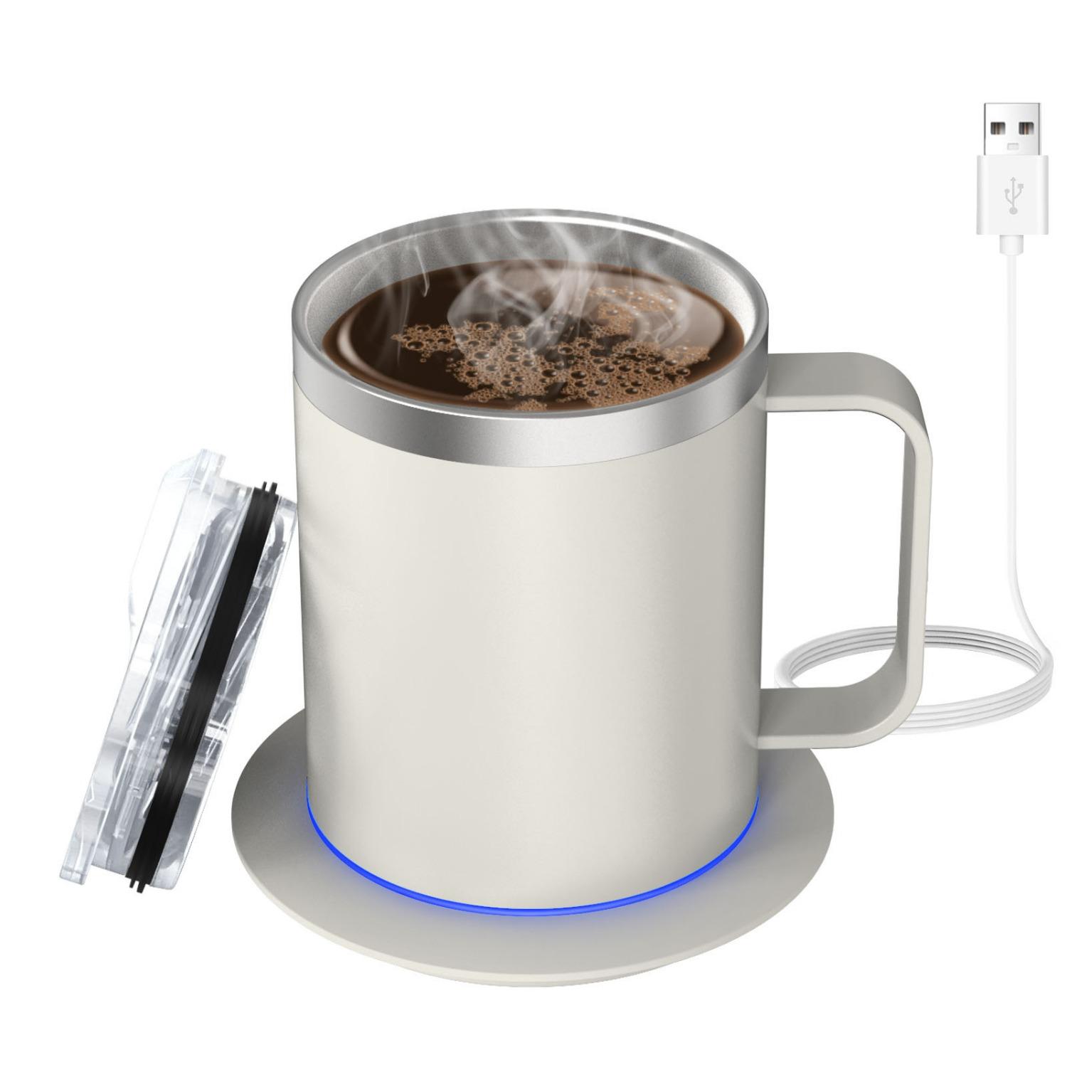 Heated Coffee Mug with Double-layer 18/8 Stainless Steel,USB Powered Mug Warmer,Coffee Warmer with Mug Set,for Cocoa,Milk,Tea etc. H