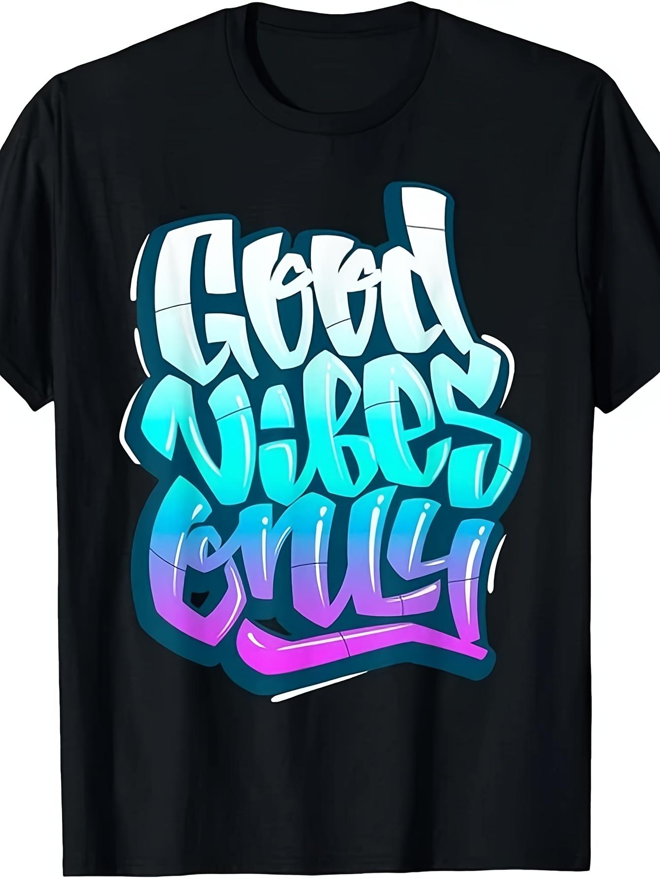 Cool Good Vibes Only Quotes Tee Shirts Inspirational Quotes T-Shirt Same Style for Men and Women 2026 Summer Short-sleeved Printed T-shirt 180G S разноцветный