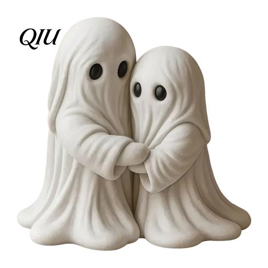 Warm Home Decoration Halloween Hugging Ghost Statue, Resin Table Ornament, Cute Healing Statue Figurine Desktop Decoration, Sculpture Art