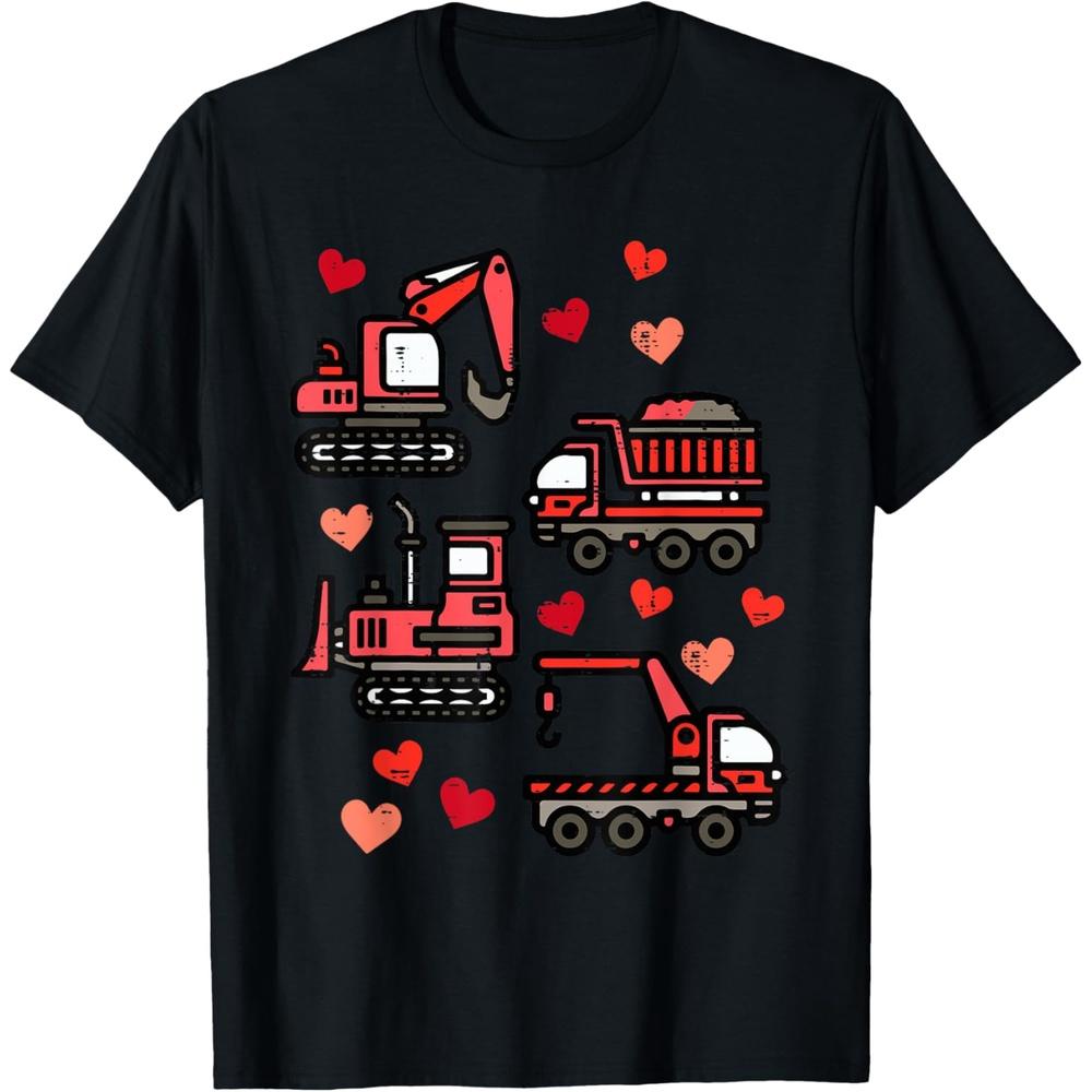 Funny Boys Boys Girls Toddler, Valentines Day Construction Trucks Cotton Men T Shirt 3XL чёрный