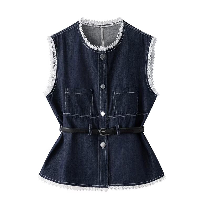 Women's Denim Lace Two-Piece Set