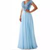 New spring and summer European and American women's sleeveless dress V-neck sequined temperament satin splicing evening dress