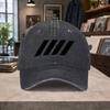 ThreeStripe Twill Washed Baseball Cap Unisex Adjustable Vintage Hat