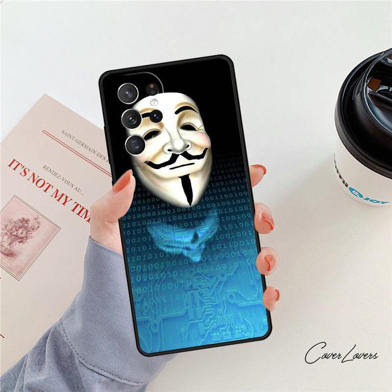 Hacker Anonymous phone case For Samsung Galaxy S24 S25 S23 S22 Ultra Note 10 20 Plus S20 S21 FE Cover