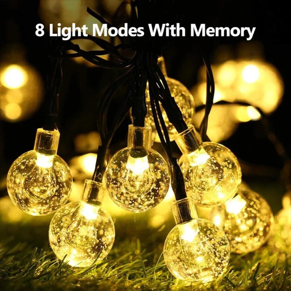 LED Solar String Lights Outdoor Leds Waterproof Crystal Globe Lights with Modes Garden Light for Patio Party Tree Decor
