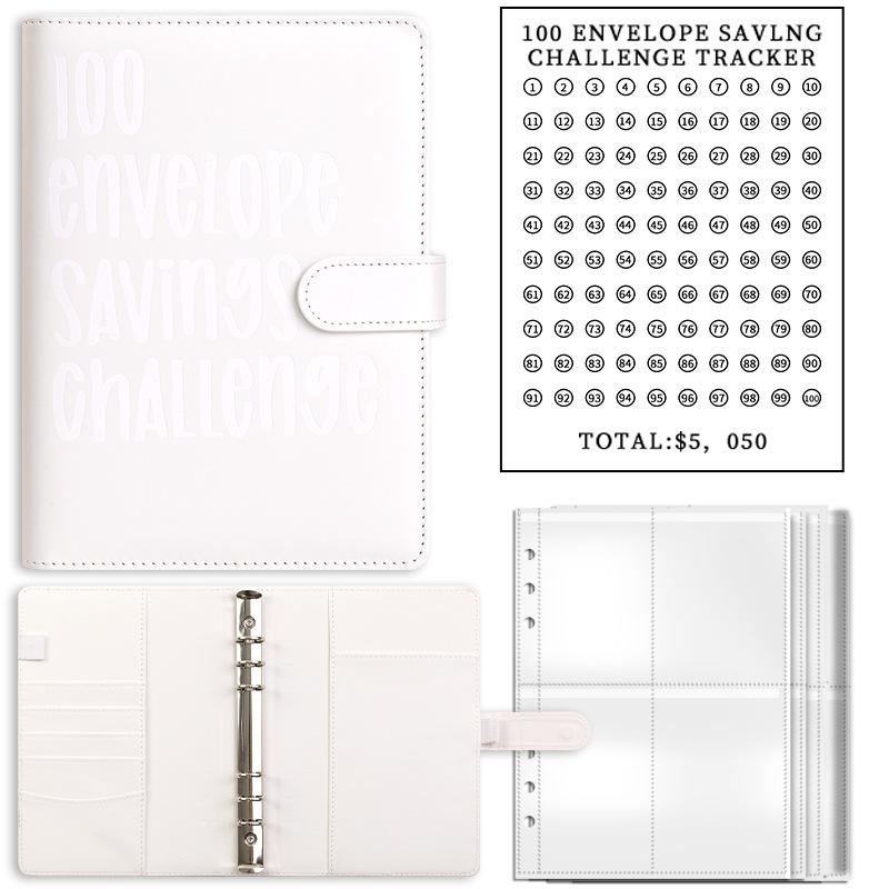 Custom Logo Lovers 100 Envelope Money Saving Challenge Loose-Leaf Budget Binder A5 PU Leather Storage Book with Kawaii PVC Cover
