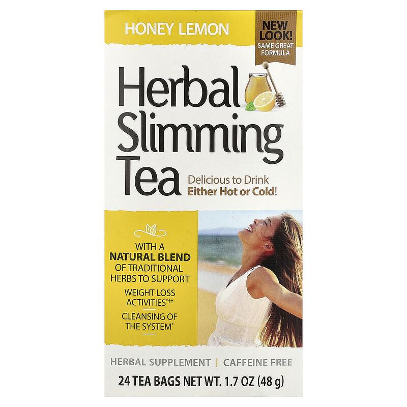 Herbal Slimming Tea, Honey Lemon, Caffeine Free, 24 Tea Bags, 1.7 Oz (48 G)