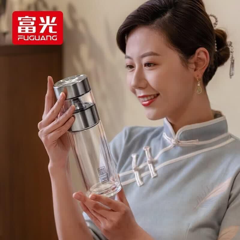 FUGUANG Double-layer Glass Tea Infuser Bottle