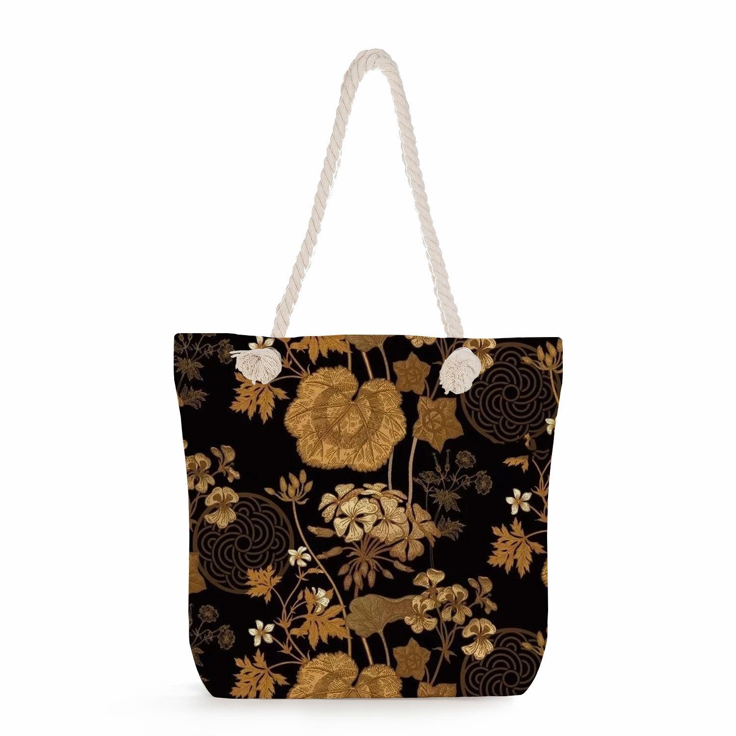 

Flowers print thick rope single-shoulder beach bag 7220 CLE