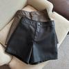 Women's High Waist PU Leather A-line Shorts - Autumn/Winter Slimming Bootcut Style