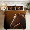 Single Duvet Cover Set Reversible Realistic Animal Bedding Set with Pillowcases,Horse Quilt Cover with Zipper for Kids Boys Girl