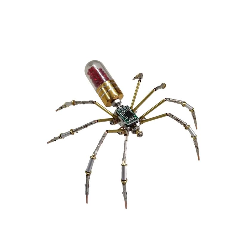

Easy Assembly DIY Steampunk Mechanical Circuit Spiders Craft Kits Metal Puzzle Model with LED Effects for Enthusiasts золотий