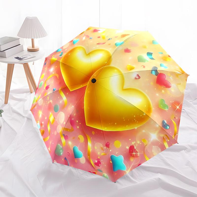1pc Love Hearts Automatic Opening/Closing Umbrella with Operation & Windproof Canopy yy260311098