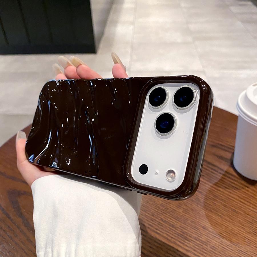

Роскошный глянцевый 3D чехол для телефона с волновым дизайном для iPhone 17 16 15 14 13 12 11 Противоударный, устойчивый к царапинам и пыленепроницаемый стильный защитный чехол из ТПУ iPhone 17 Pro чёрный