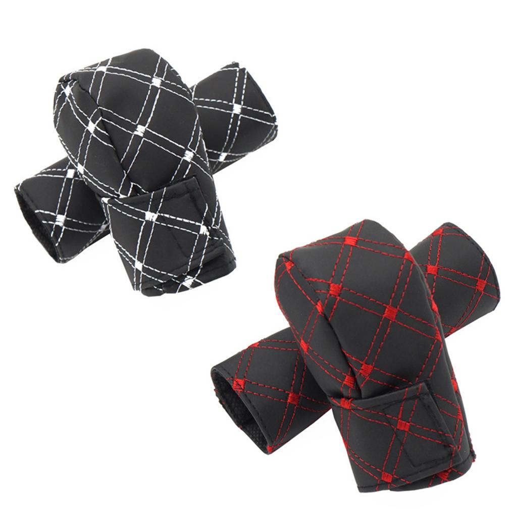 2pcs/set PU Leather Car Hand Brake Gear Shift Cover Handbrake Grips Case Manual Gear Head Shift Knob Shell