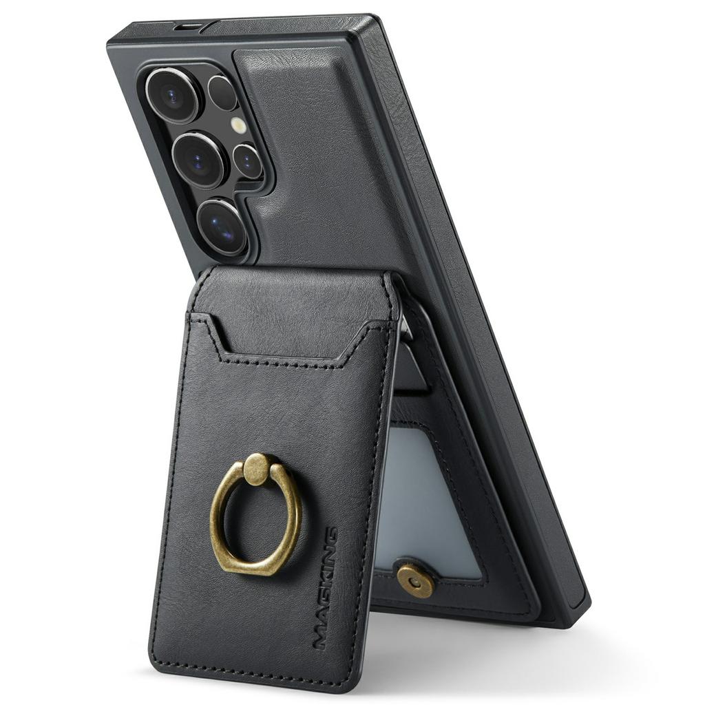 For Samsung Galaxy S25 Ultra Magnetic Case PC+TPU+PU Phone Cover with Card Holder